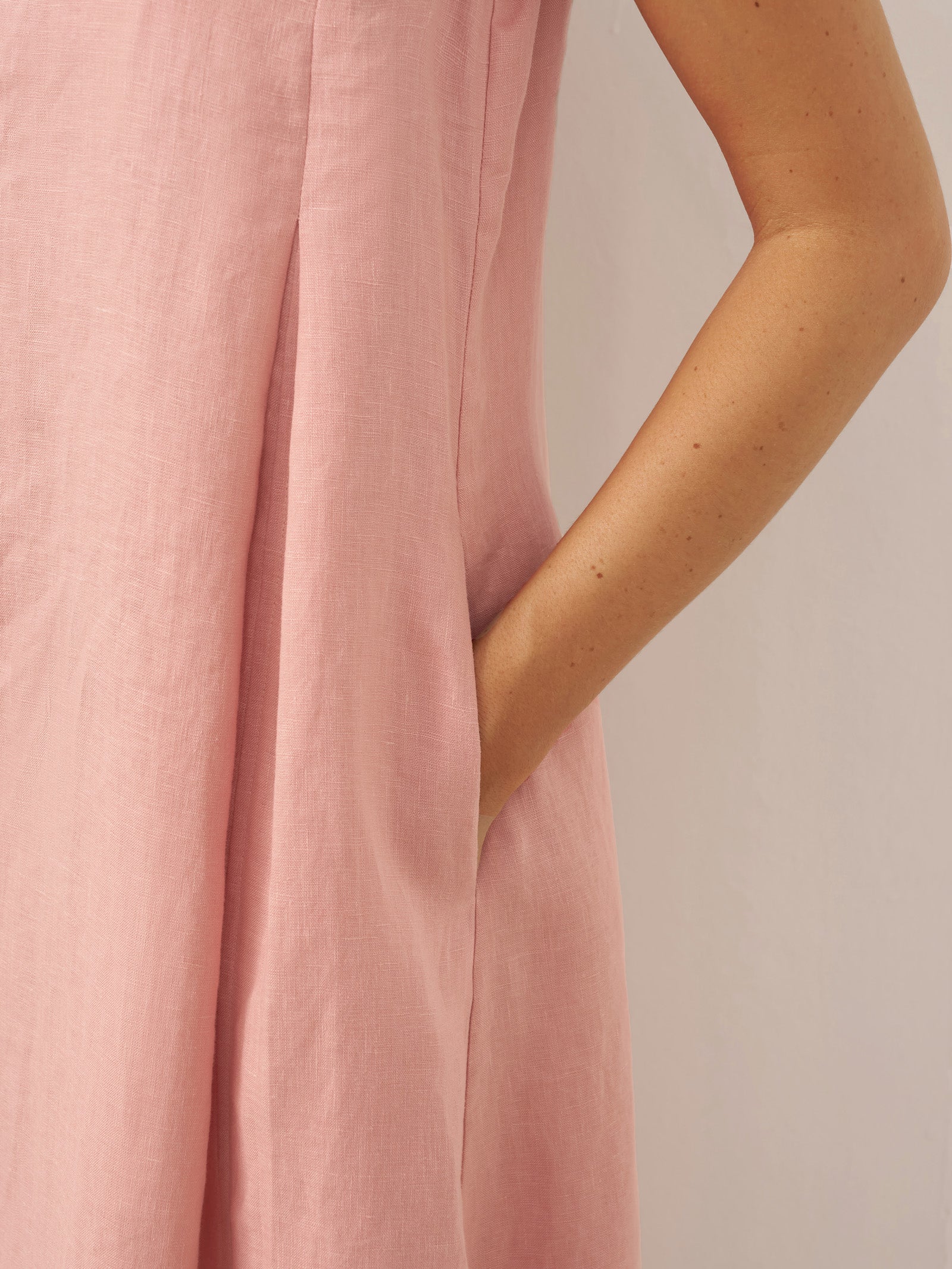 100% Linen Sleeveless A-Line Maxi Dress