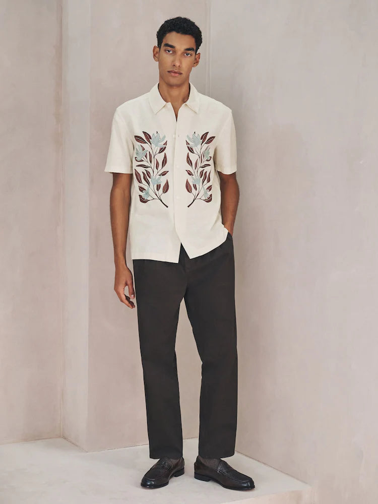 Linen Hand Painted Blend Box Fit Shirt