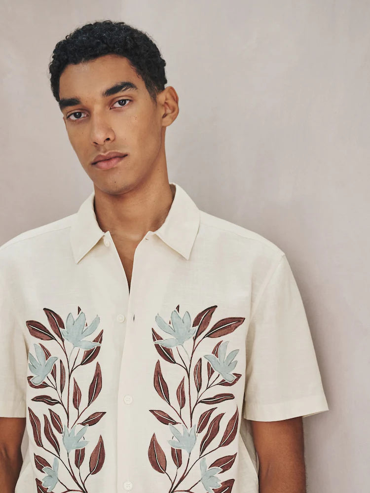 Linen Hand Painted Blend Box Fit Shirt